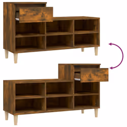 vidaXL Shoe Cabinet Smoked Oak Engineered Wood Shoe Storage Organiser Cupboard - Additional view 8