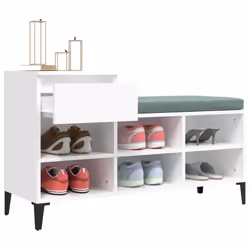 vidaXL Shoe Cabinet Engineered Wood Home Shoe Storage Organiser Multi Colours - White - Additional view 4