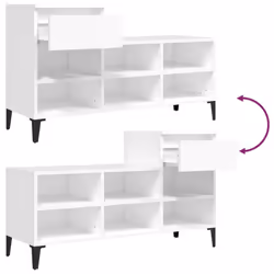 vidaXL Shoe Cabinet Engineered Wood Home Shoe Storage Organiser Multi Colours - White - Additional view 8