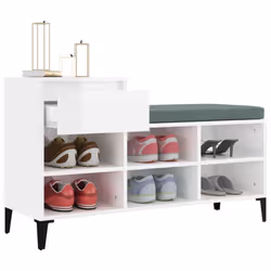 vidaXL Shoe Cabinet Engineered Wood Home Shoe Storage Organiser Multi Colours - High gloss white - Additional view 4