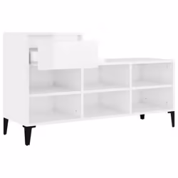 vidaXL Shoe Cabinet Engineered Wood Home Shoe Storage Organiser Multi Colours - High gloss white - Additional view 6