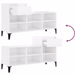 vidaXL Shoe Cabinet Engineered Wood Home Shoe Storage Organiser Multi Colours - High gloss white - Additional view 8