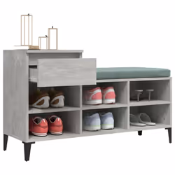 vidaXL Shoe Cabinet Engineered Wood Home Shoe Storage Organiser Multi Colours - Concrete grey - Additional view 4