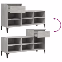 vidaXL Shoe Cabinet Engineered Wood Home Shoe Storage Organiser Multi Colours - Concrete grey - Additional view 8