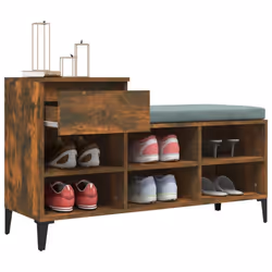 vidaXL Shoe Cabinet Engineered Wood Home Shoe Storage Organiser Multi Colours - Smoked oak - Additional view 4