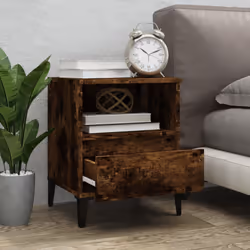vidaXL 1/2x Bedside Cabinet Bedroom Furniture Nightstand Cabinet Multi Colours - smoked oak, 1 pcs - Additional view 2