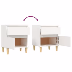 vidaXL 1/2x Bedside Cabinet Nightstand End Table Telephone Stand Multi Colours - White, 2 x Bedside cabinet - Additional view 8