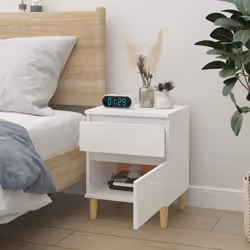 vidaXL 1/2x Bedside Cabinet Nightstand End Table Telephone Stand Multi Colours - High gloss white, 1 x Bedside cabinet