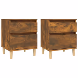 vidaXL 1/2x Bedside Cabinet Nightstand End Table Telephone Stand Multi Colours - Smoked oak, 2 x Bedside cabinet