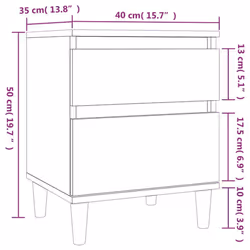vidaXL 1/2x Bedside Cabinet Nightstand End Table Telephone Stand Multi Colours - Smoked oak, 2 x Bedside cabinet - Additional view 10