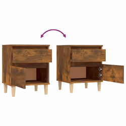 vidaXL 1/2x Bedside Cabinet Nightstand End Table Telephone Stand Multi Colours - Smoked oak, 2 x Bedside cabinet - Additional view 8