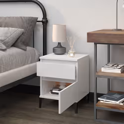 vidaXL 1/2x Bedside Cabinet Nightstand End Table Telephone Stand Multi Colours - High gloss white, 1 x Bedside cabinet