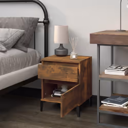 vidaXL 1/2x Bedside Cabinet Nightstand End Table Telephone Stand Multi Colours - smoked oak