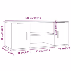 vidaXL TV Cabinet Engineered Wood TV Console Media HiFi Cabinet Multi Colours - smoked oak - Additional view 8