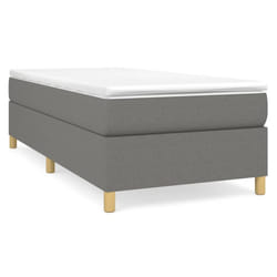 vidaXL Box Spring Bed Frame Mattress Foundation Upholstered Bed Base Fabric - dark grey, 35 cm/ 3ft single