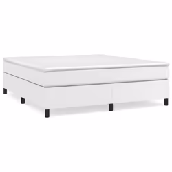 vidaXL Box Spring Bed Frame Bedroom Upholstered Bed Bedstead Faux Leather - white, 35 cm/ 6ft super king size