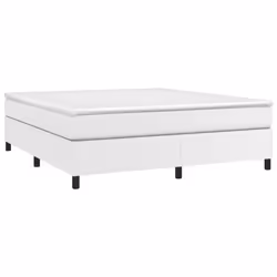 vidaXL Box Spring Bed Frame Bedroom Upholstered Bed Bedstead Faux Leather - white, 35 cm/ 6ft super king size