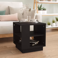 vidaXL Coffee Table Black Engineered Wood Modern Square Accent with Storage - 15.7"""" x 15.7"""" x 16.9""""