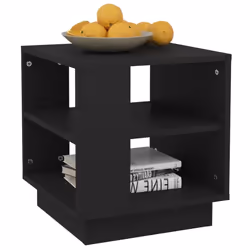 vidaXL Coffee Table Black Engineered Wood Modern Square Accent with Storage - 15.7"""" x 15.7"""" x 16.9""""