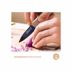 MasterChef Knife Set of 3 Kitchen Knives Sharp Stainless Steel Blades With Non Stick Coating & Wood-Look Soft Touch Grip, 3 Piece