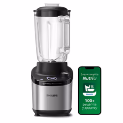 Philips 7000 series HR3760/00 High-speed blender, Tabletop blender, Pulse function, Ice crushing, 1500 W, Black, Metallic