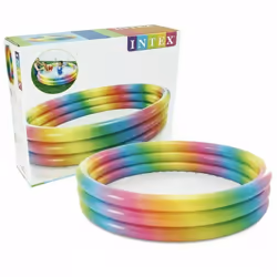 Intex 58" 3 Ring Rainbow Inflatable Swimming Paddling Pool Play Baby Kids Fun