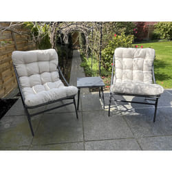 3pc Garden Furniture Patio Balcony Set w/ Cushions - Grey