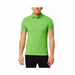 Tommy Hilfiger Mens Polo Shirts 1985 Cotton T-Shirt - Neon Green, XS