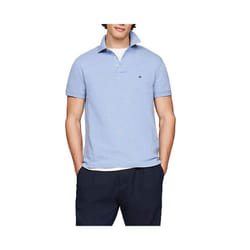 Tommy Hilfiger Mens Polo Shirts 1985 Cotton T-Shirt - Light Blue, XS