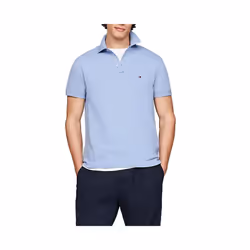 Tommy Hilfiger Mens Polo Shirts 1985 Cotton T-Shirt - Light Blue, 2XL
