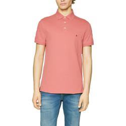 Tommy Hilfiger Mens Polo Shirts 1985 Cotton T-Shirt - Salmon Pink, S