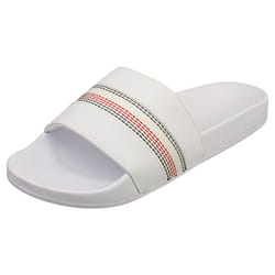 Tommy Hilfiger Corporate Stripes Pool Womens Slide Sandals in White - 6.5
