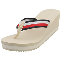 Tommy Hilfiger Corporate Beach Womens Wedge Sandals in Muslin - 7.5