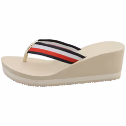 Tommy Hilfiger Corporate Beach Womens Wedge Sandals in Muslin - 7.5