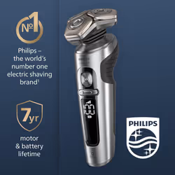 Philips Shaver Series 9000 Prestige, Wet and Dry Electric Shaver, Bright Chrome, Lift & Cut Shaving System, SkinIQ Technology, Beard Styler