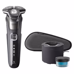 Philips SHAVER Series 5000 S5887/50 Wet and dry electric shaver with 3 accessories, Rotation shaver, Grey, SteelPrecision bla ...