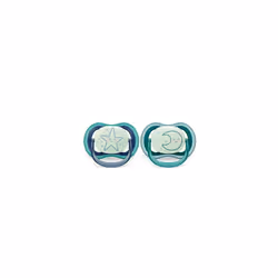 Avent Ultra Air Soother - 2 x Light, Breathable Glow-in-The-Dark Baby Soothers for Babies Aged 6-18 Months, BPA-Free with Ste ...
