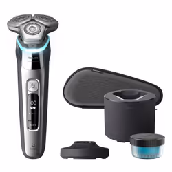 Philips SHAVER Series 9000 S9975/55 Wet & Dry electric shaver with SkinIQ, Rotation shaver, Silver, Dual SteelPrecision blade ...
