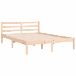 vidaXL Bed Frame Bed Base Wooden Bed with Headboard White King Size Solid Wood - brown, 140 x 200 cm - Additional view 7