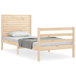 vidaXL Bed Frame Bed Base Platform Bed with Headboard Small Single Solid Wood - natural, 75 x 190 cm