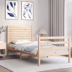 vidaXL Bed Frame Bed Base Platform Bed with Headboard Small Single Solid Wood - natural, 75 x 190 cm - Additional view 2
