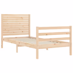 vidaXL Bed Frame Bed Base Platform Bed with Headboard Small Single Solid Wood - natural, 75 x 190 cm - Additional view 4