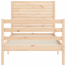 vidaXL Bed Frame Bed Base Platform Bed with Headboard Small Single Solid Wood - natural, 75 x 190 cm - Additional view 5