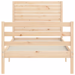 vidaXL Bed Frame Bed with Headboard Mattress Foundation 100x200 cm Solid Wood - natural - Additional view 5