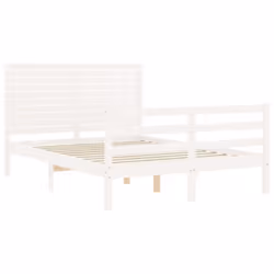 vidaXL Bed Frame Bed Base with Headboard Honey Brown Small Double Solid Wood - white, 120 x 200 cm - Additional view 4