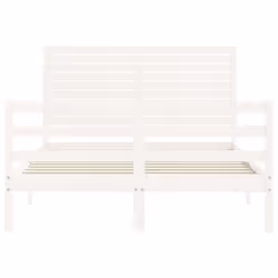 vidaXL Bed Frame Bed Base with Headboard Honey Brown Small Double Solid Wood - white, 120 x 200 cm - Additional view 5