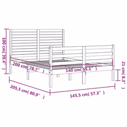 vidaXL Bed Frame Bedroom Platform Bed Frame Bedstead with Headboard Solid Wood - brown, 140 x 200 cm