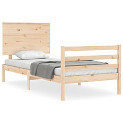 vidaXL Bed Frame Bed Base Wooden Bed with Headboard White King Size Solid Wood - brown, 100 x 200 cm
