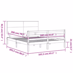 vidaXL Bed Frame Bed Base with Headboard Platform Bed 140x190 cm Solid Wood - 160 x 200 cm