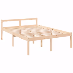 vidaXL Bed Frame Bedroom Platform Bed Frame Bedstead with Headboard Solid Wood - brown, 120 x 190 cm - Additional view 4